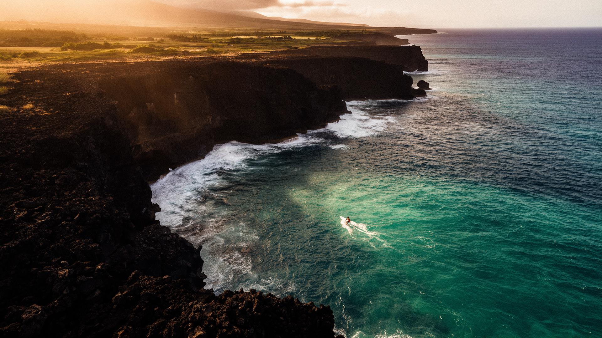 Maui coastline at golden hour